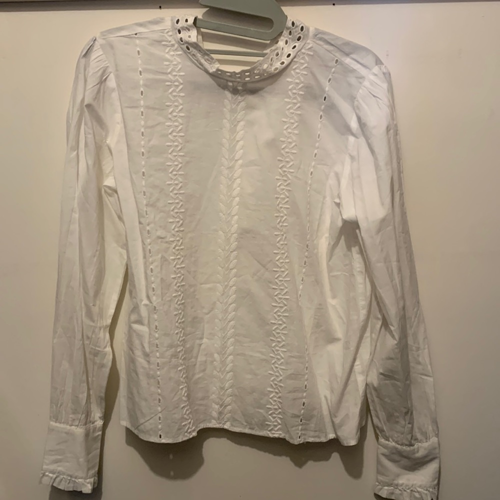 Loft white long sleeve eyelet top, new with tags, mock neck